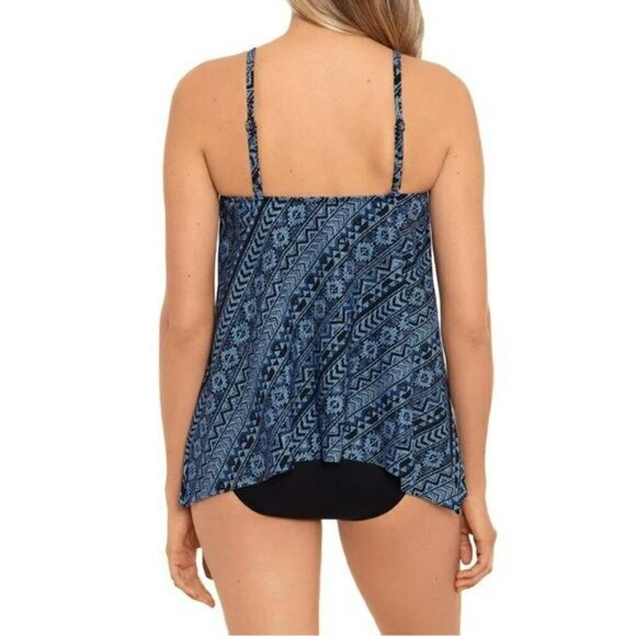 NWT Miraclesuit Women's Paillette Peephole Handkerchief Hem Swim Tankini Top - Picture 3 of 9